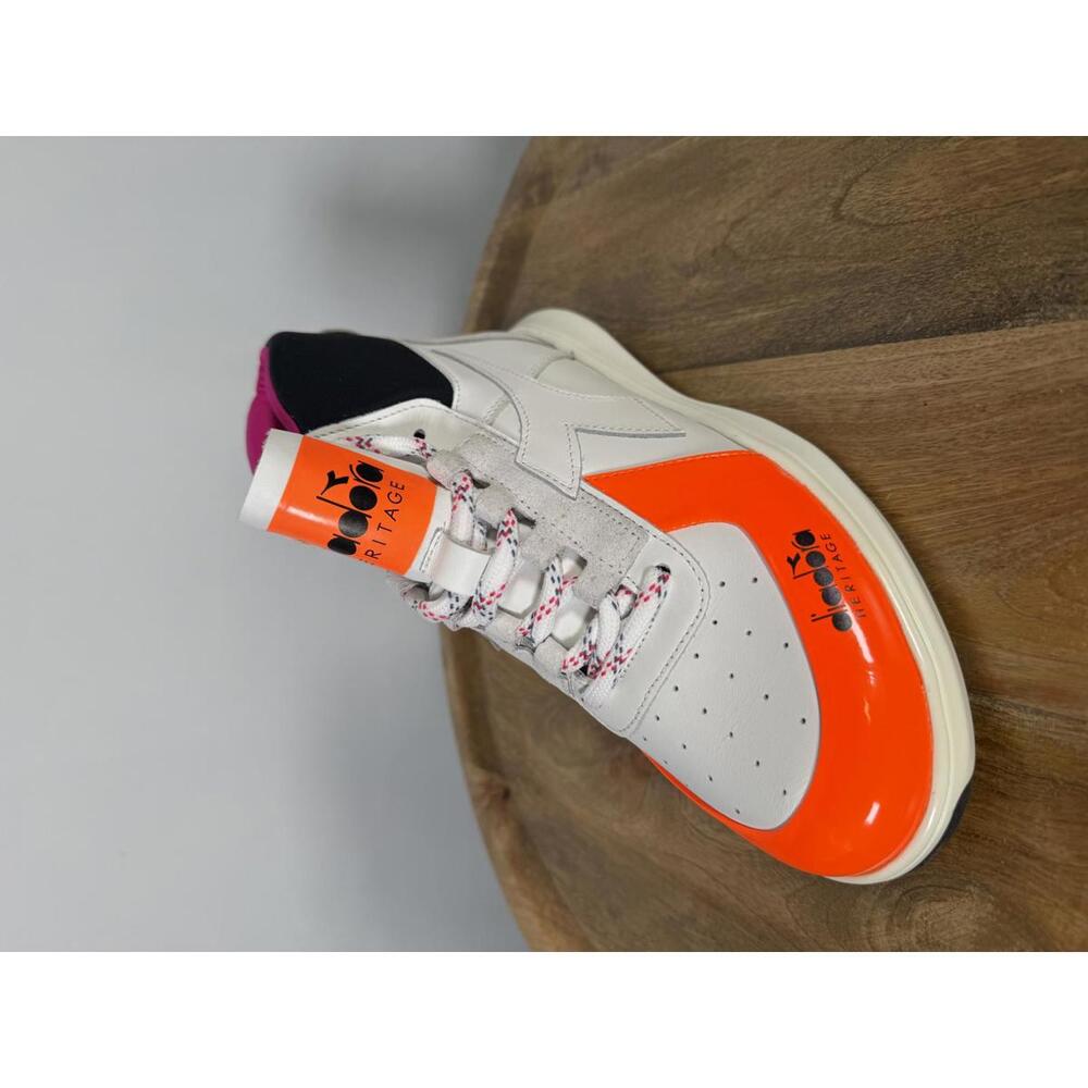 Diadora Heritage Women’s High-Top Sneakers White/Orange Pink Size 6.5 NWB - Picture 6 of 12